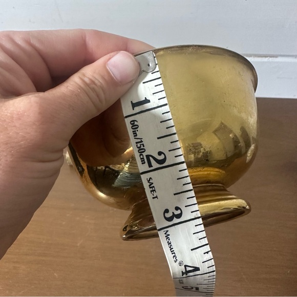 Vintage Gold Pedestal Bowl Planter Trinket Dish - Picture 7 of 8